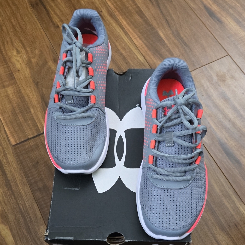 Under Armour Gray With Neon Orange Accent Sneakers
